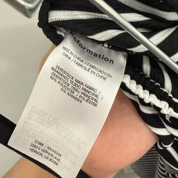 Reformation Olina Knit Pant in Black and White Stripe Drawstring Wide Leg Small - Picture 10 of 10